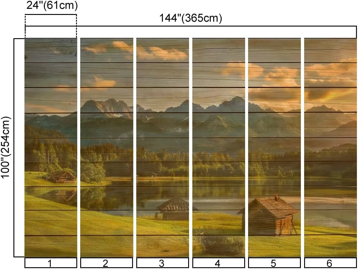 Wall Mural Magic Sunrise Alpine Lake Geroldsee View to Mount Karwendel Garmisch Peel and Stick Wallpaper Removable Self-Adhesive Wall Sticker Wall Decor for Bedroom Living Room Decor 100"x144"