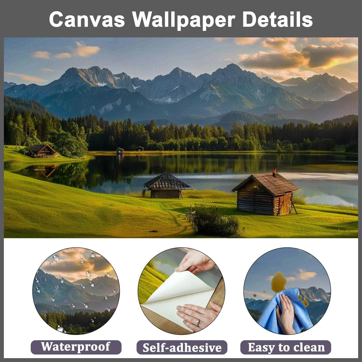 Wall Mural Magic Sunrise Alpine Lake Geroldsee View to Mount Karwendel Garmisch Peel and Stick Wallpaper Removable Self-Adhesive Wall Sticker Wall Decor for Bedroom Living Room Decor 100"x144"