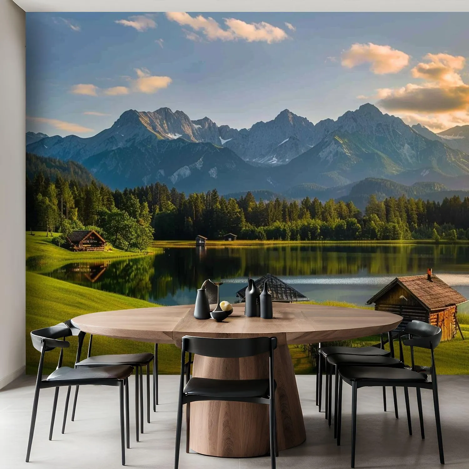 Wall Mural Magic Sunrise Alpine Lake Geroldsee View to Mount Karwendel Garmisch Peel and Stick Wallpaper Removable Self-Adhesive Wall Sticker Wall Decor for Bedroom Living Room Decor 100"x144"