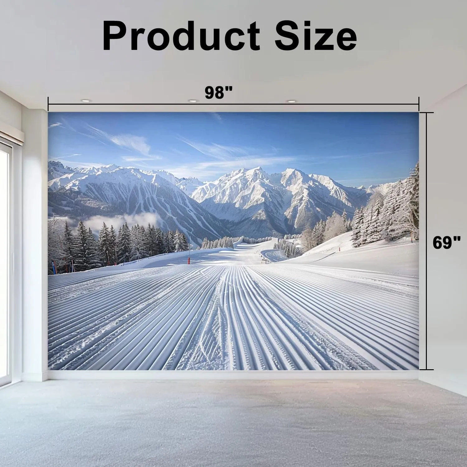 Wall Mural Peel & Stick Alpine Ski Area Self-Adhesive Wallpaper Removable Wall Decal Wall Sticker Home Decor for Living Room Bedroom 69"x98"