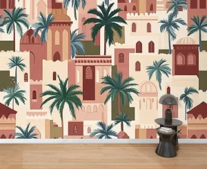Wall Mural Peel & Stick Moroccan Garden Seamless Pattern Bohemian Aesthetic for Fabric Textile Self-Adhesive Wallpaper Removable Wall Decal Wall Sticker Home Decor for Living Room Bedroom 69"x96"