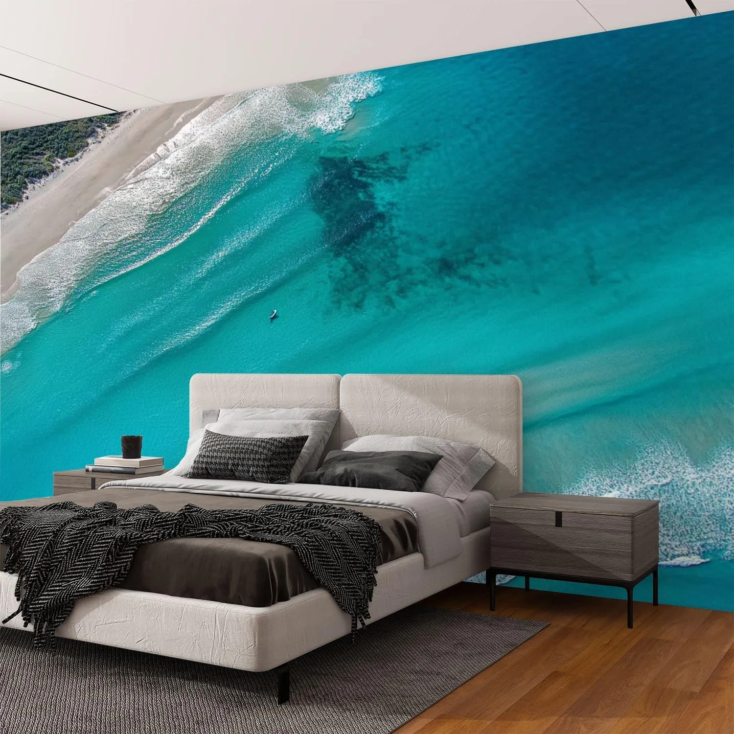 Wall Mural Peel & Stick Noosa Sunrise Scene Beautiful Sand Surfers Water Self-Adhesive Wallpaper Removable Wall Decal Wall Sticker Home Decor for Living Room Bedroom 100"x144"
