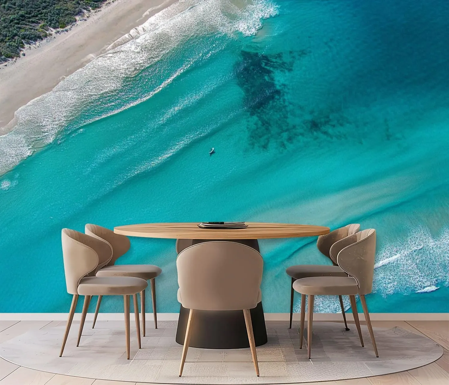 Wall Mural Peel & Stick Noosa Sunrise Scene Beautiful Sand Surfers Water Self-Adhesive Wallpaper Removable Wall Decal Wall Sticker Home Decor for Living Room Bedroom 100"x144"