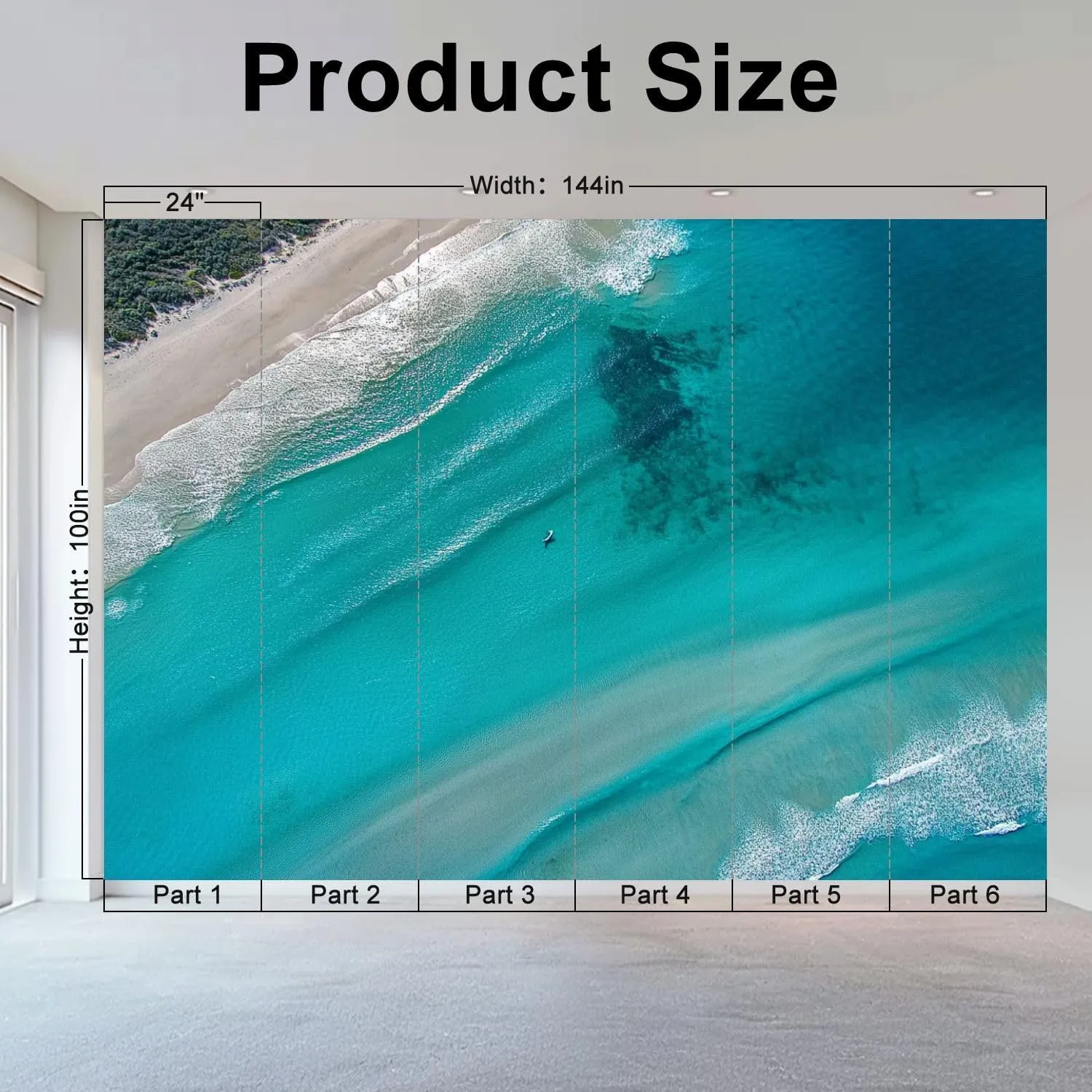 Wall Mural Peel & Stick Noosa Sunrise Scene Beautiful Sand Surfers Water Self-Adhesive Wallpaper Removable Wall Decal Wall Sticker Home Decor for Living Room Bedroom 100"x144"