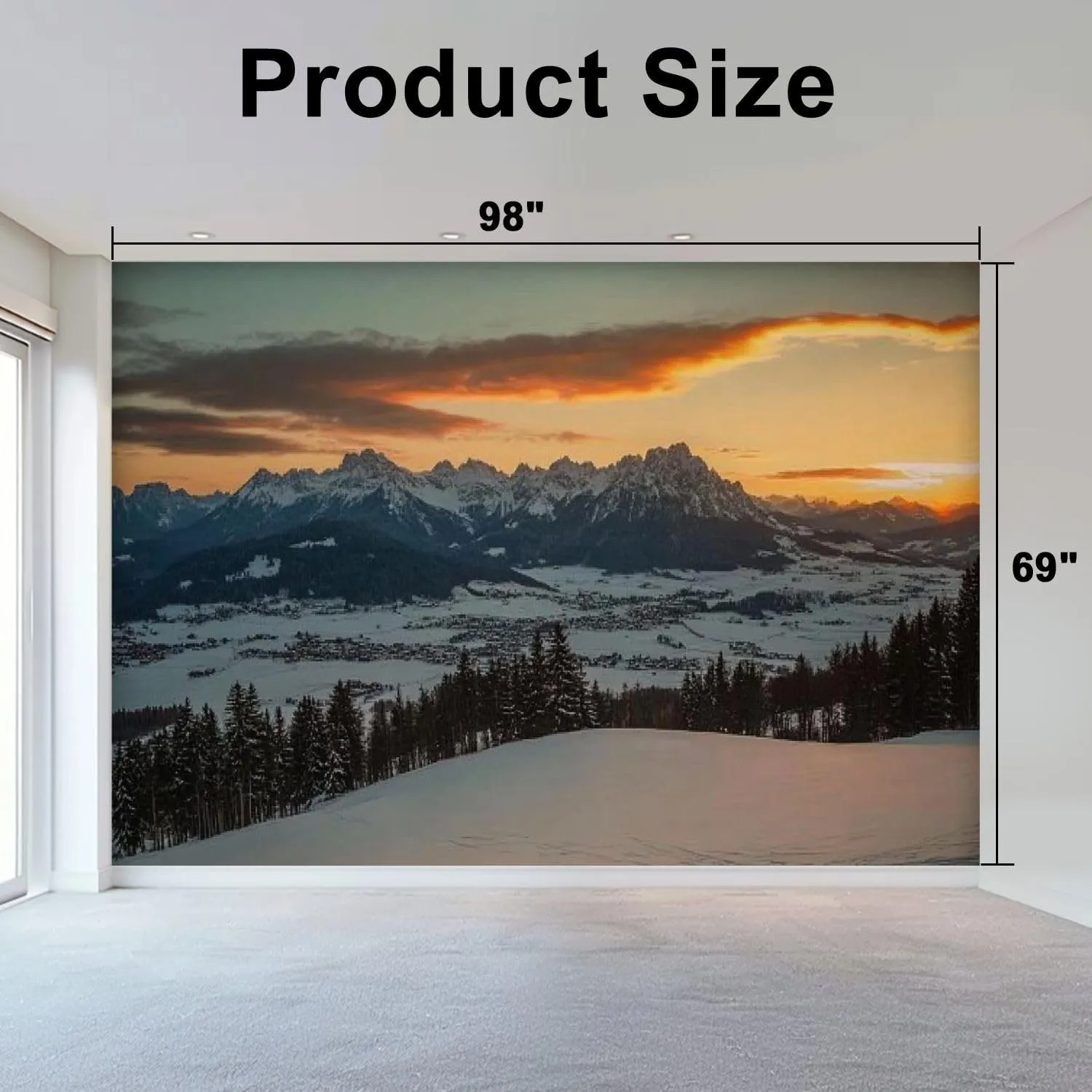 Wall Mural Peel & Stick Sunrise Idyllic Alpine Scenery Wilder Austria Mountains Panorama Self-Adhesive Wallpaper Removable Wall Decal Wall Sticker Home Decor for Living Room Bedroom 69"x98"