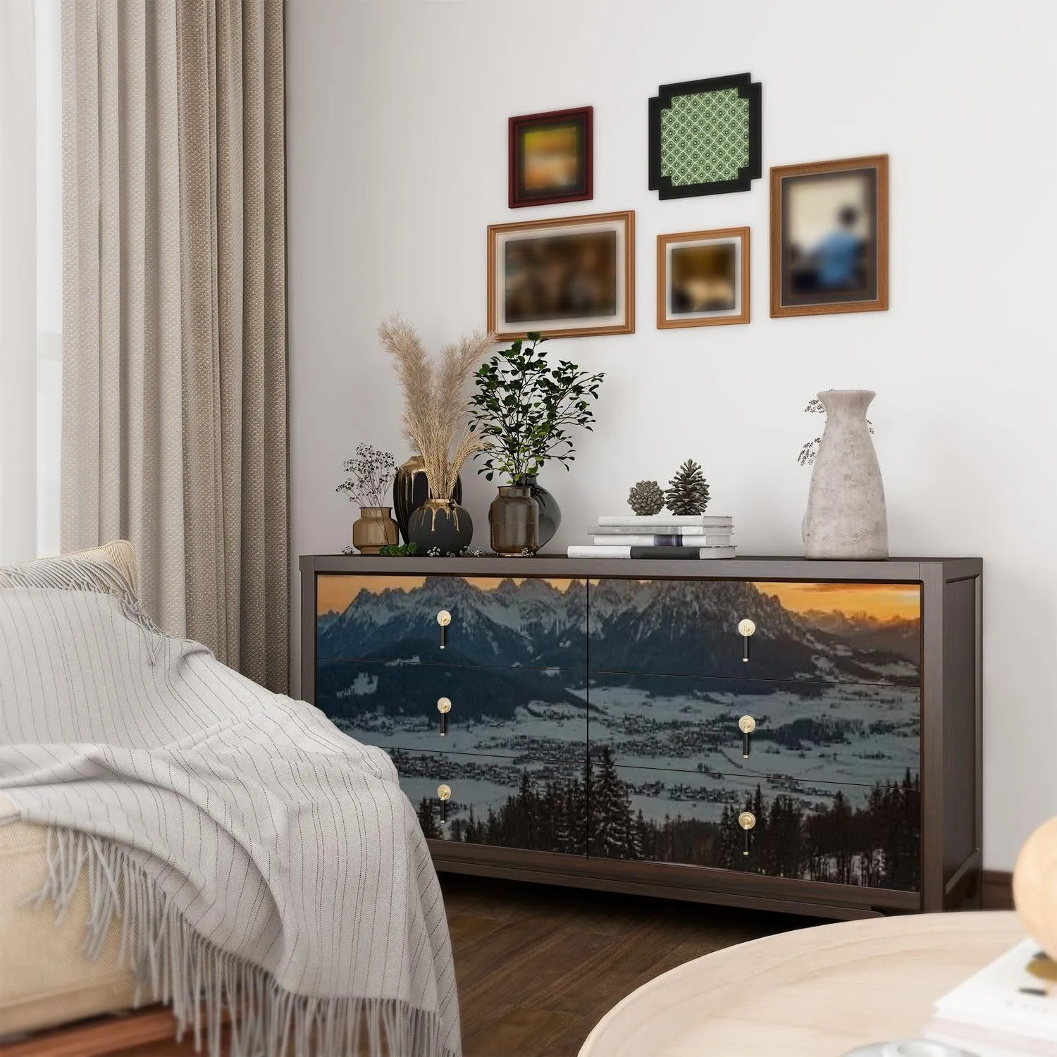 Wall Mural Peel & Stick Sunrise Idyllic Alpine Scenery Wilder Austria Mountains Panorama Self-Adhesive Wallpaper Removable Wall Decal Wall Sticker Home Decor for Living Room Bedroom 69"x98"