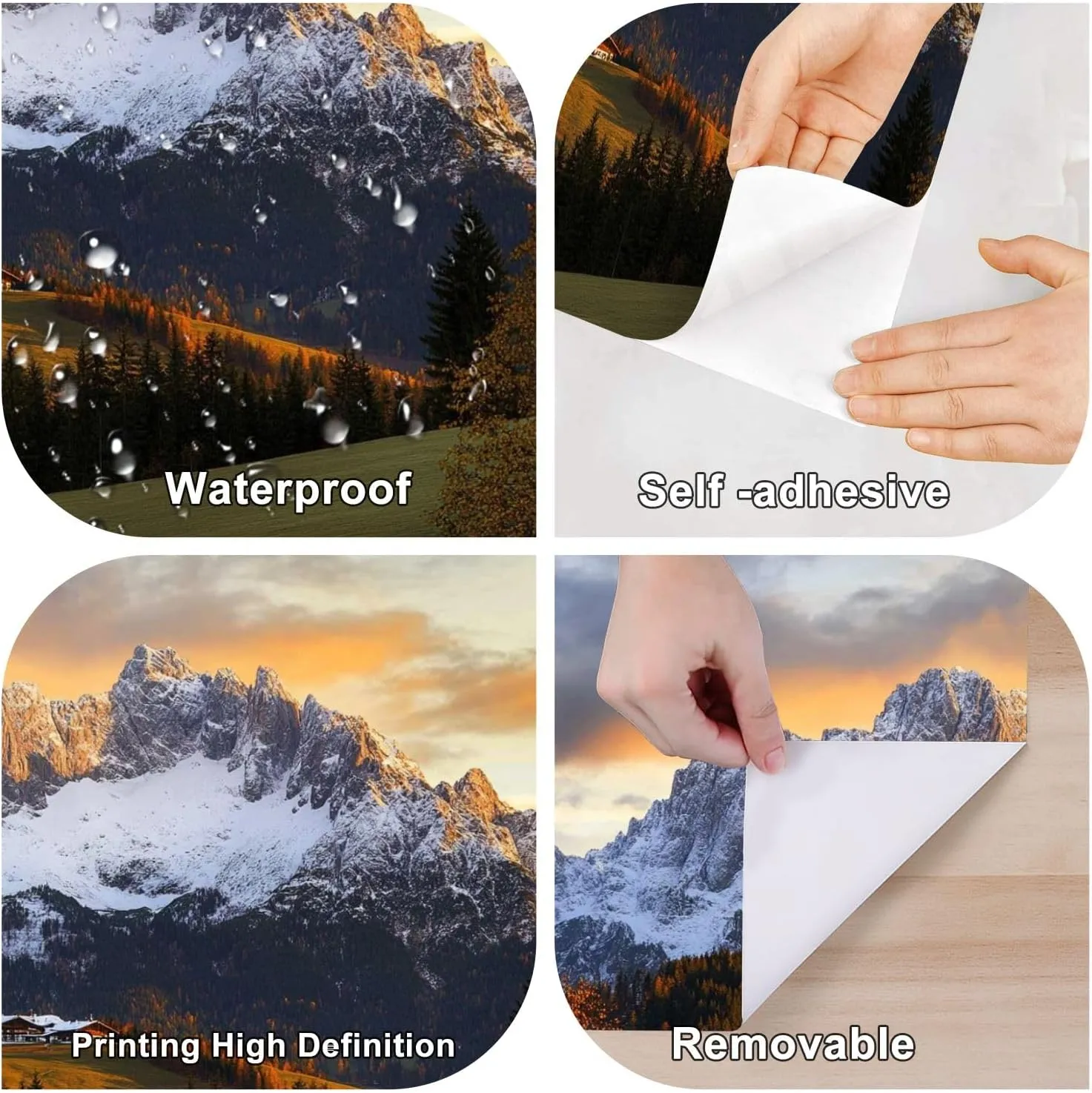 Wall Mural Sunrise Idyllic Alpine Scenery Farmhouse Front Wilder Austria Self Adhesive Wallpaper Peel & Stick Wall Decal Sticker Poster Home Decor for Bedroom Living Room Bathroom 100"x144"