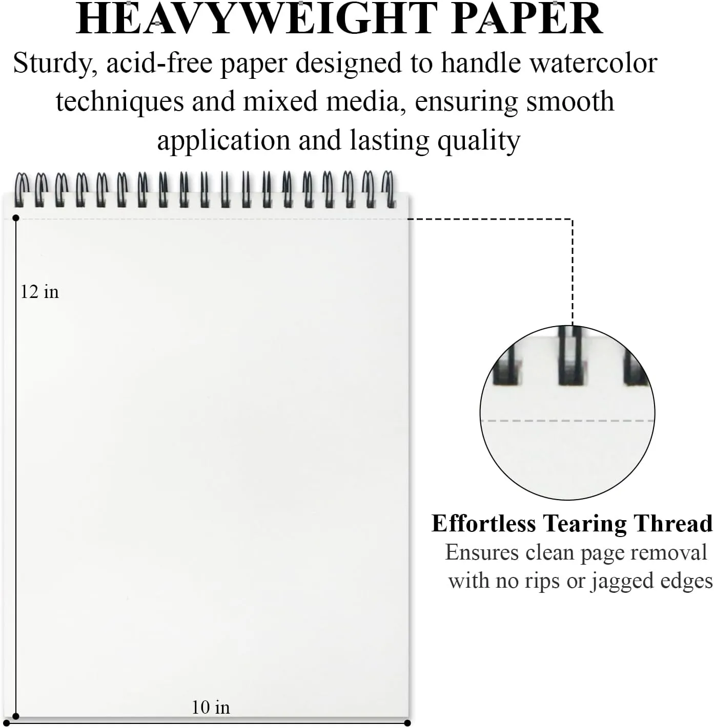 Watercolor Sketchbook 10"x12", 32 Sheets (64 Pages) Water Color Paper, 140lb/300gsm Watercolor Paper, Spiral Hardcover Watercolor Notebook.