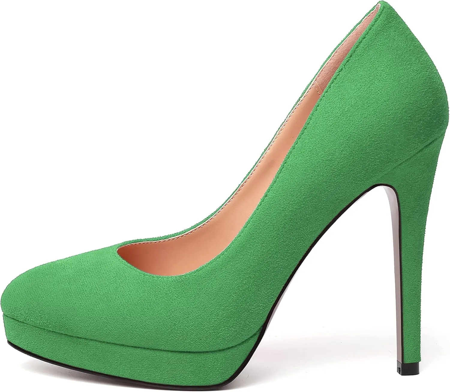 WAYDERNS Womens Pointed Toe Suede Evening Dress Solid Platform Slip On Stiletto High Heel Pumps Shoes 4.7 Inch