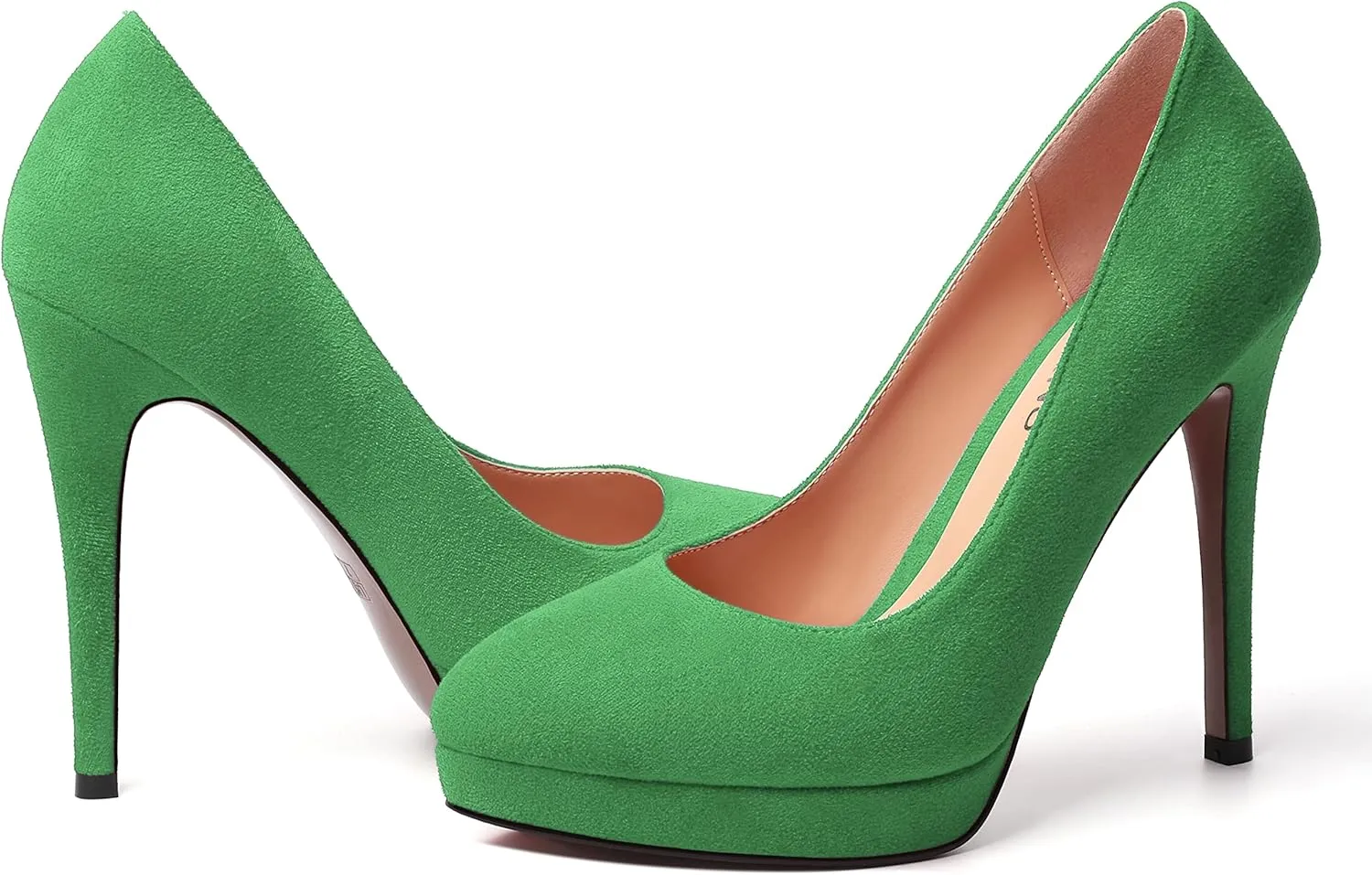 WAYDERNS Womens Pointed Toe Suede Evening Dress Solid Platform Slip On Stiletto High Heel Pumps Shoes 4.7 Inch