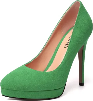 WAYDERNS Womens Pointed Toe Suede Evening Dress Solid Platform Slip On Stiletto High Heel Pumps Shoes 4.7 Inch