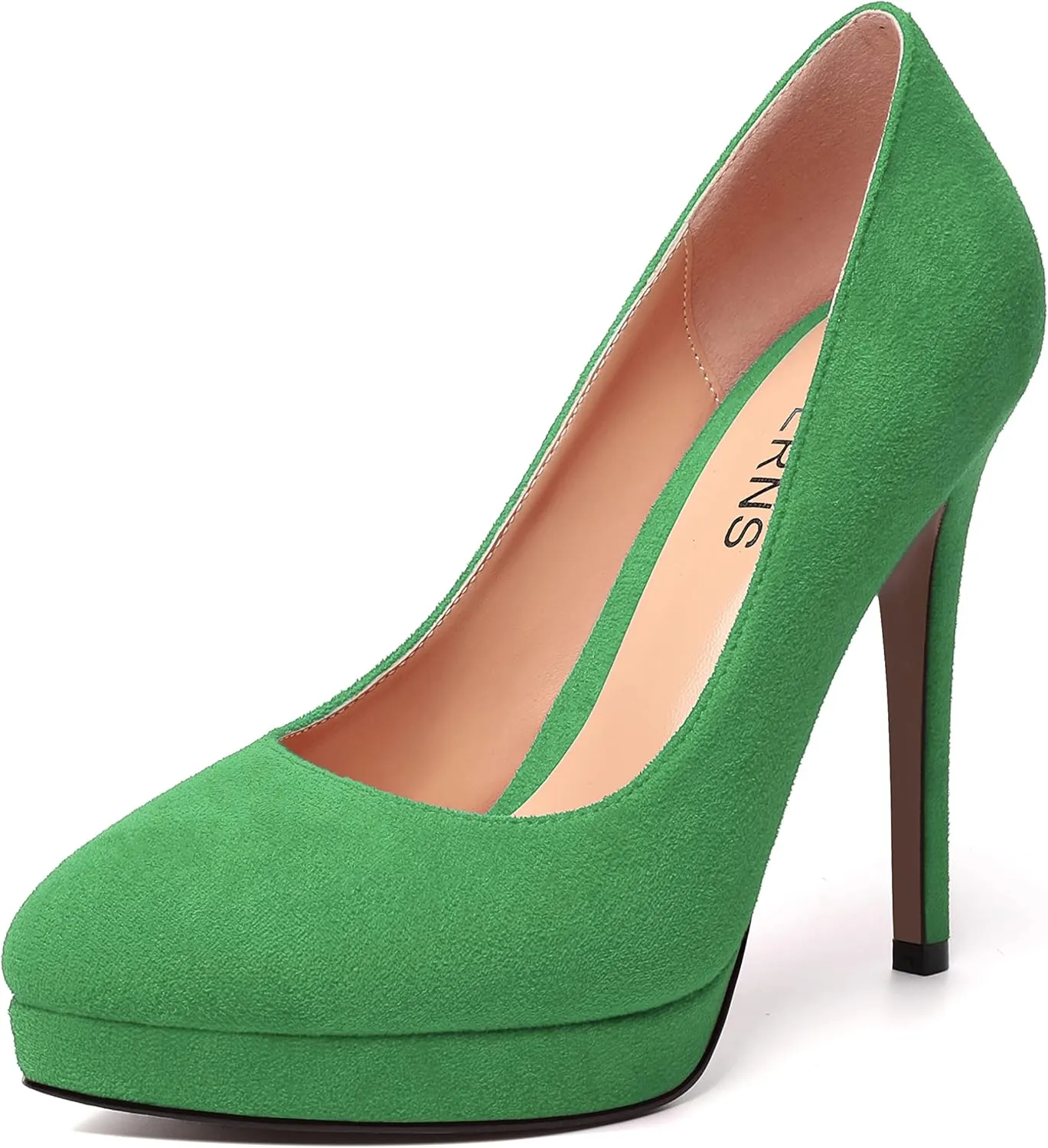 WAYDERNS Womens Pointed Toe Suede Evening Dress Solid Platform Slip On Stiletto High Heel Pumps Shoes 4.7 Inch