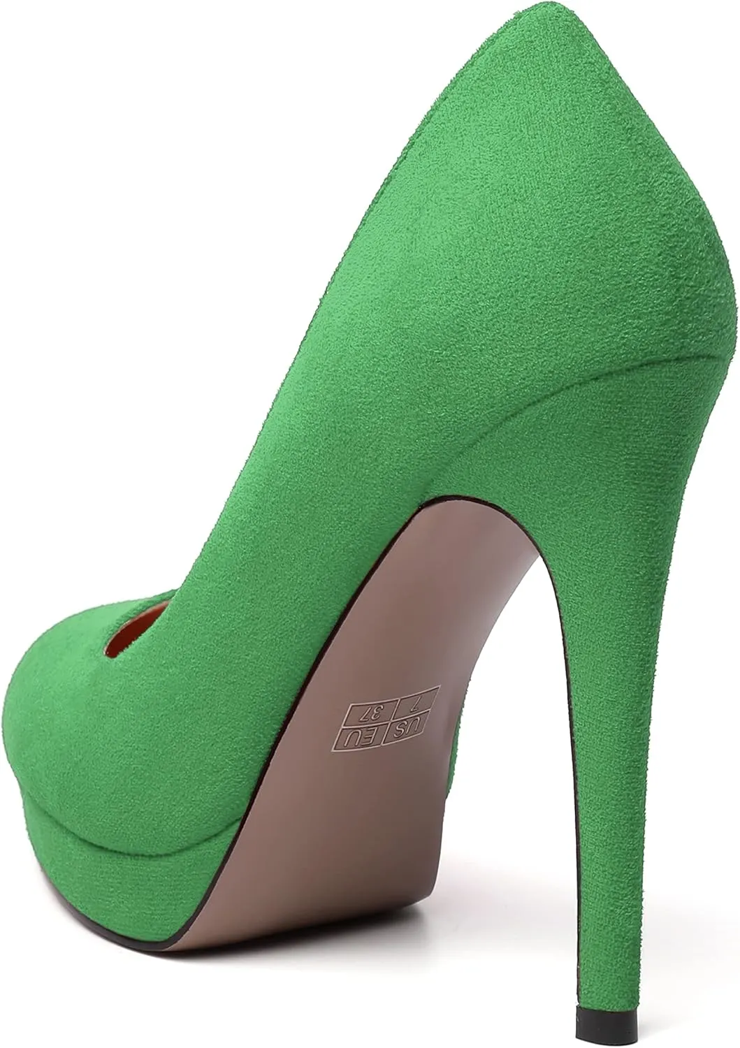 WAYDERNS Womens Pointed Toe Suede Evening Dress Solid Platform Slip On Stiletto High Heel Pumps Shoes 4.7 Inch