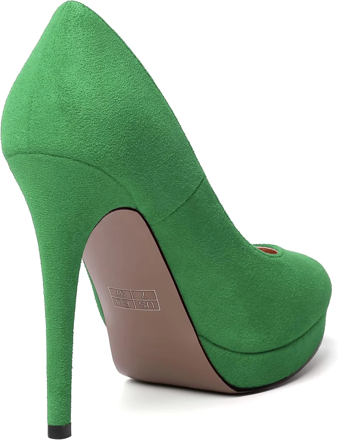 WAYDERNS Womens Pointed Toe Suede Evening Dress Solid Platform Slip On Stiletto High Heel Pumps Shoes 4.7 Inch