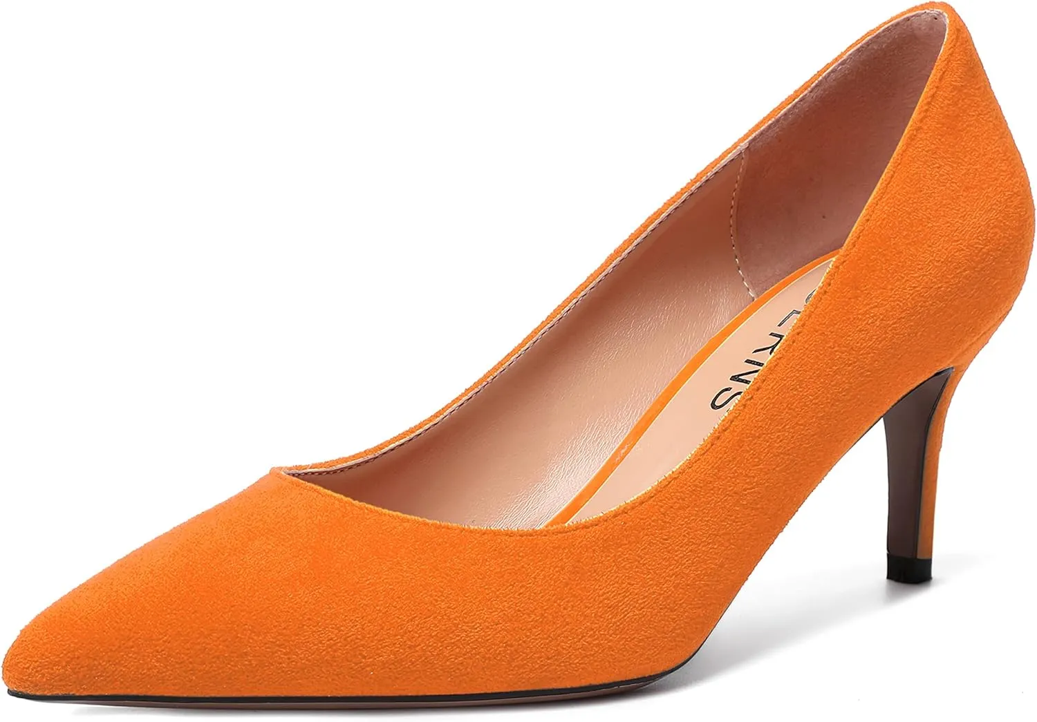 WAYDERNS Womens Pointed Toe Suede Solid Slip On Wedding Dress Stiletto Mid Heel Pumps Shoes 2.5 Inch