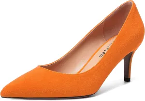 WAYDERNS Womens Pointed Toe Suede Solid Slip On Wedding Dress Stiletto Mid Heel Pumps Shoes 2.5 Inch
