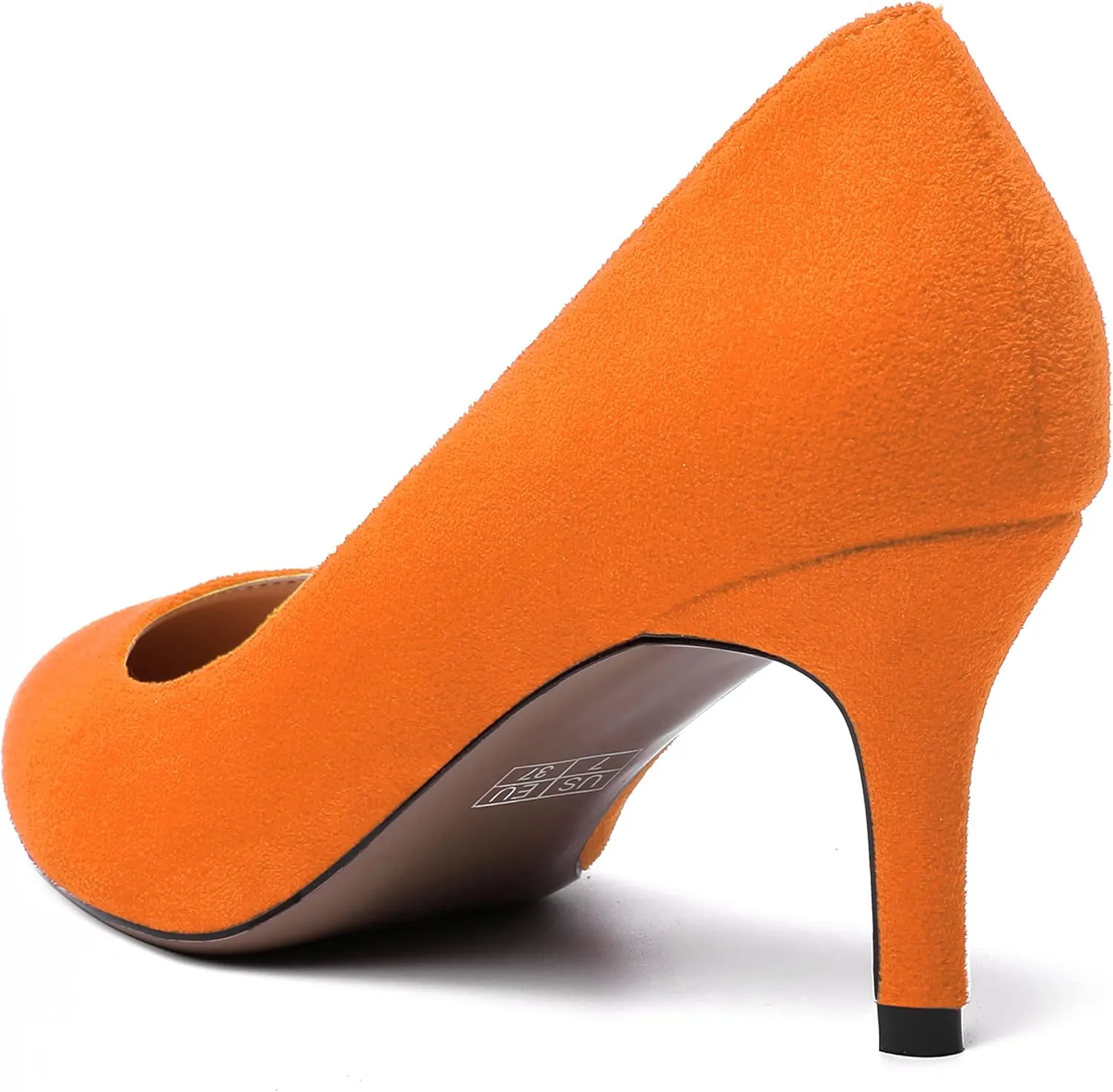 WAYDERNS Womens Pointed Toe Suede Solid Slip On Wedding Dress Stiletto Mid Heel Pumps Shoes 2.5 Inch