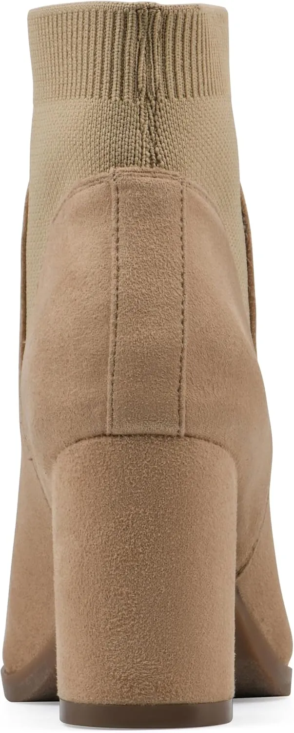 WHITE MOUNTAIN Women's Grapery Block Heel Sock Bootie