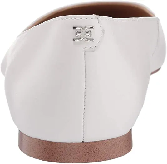 White Slip Flats Pointed On Toe Ballet Leather Stacey Edelman Functional design End-to-end encryption Sam Shoes