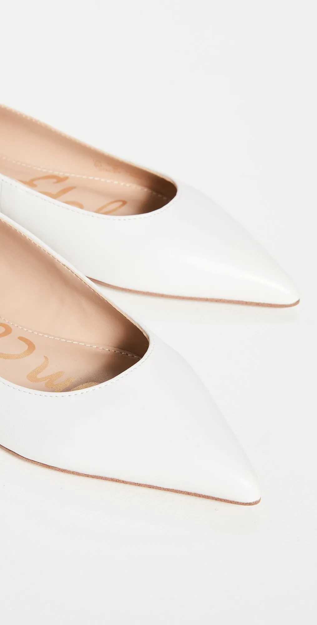 White Slip Flats Pointed On Toe Ballet Leather Stacey Edelman Functional design End-to-end encryption Sam Shoes