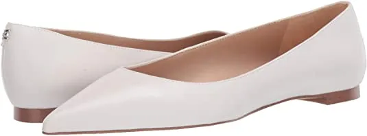 White Slip Flats Pointed On Toe Ballet Leather Stacey Edelman Functional design End-to-end encryption Sam Shoes