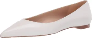 White Slip Flats Pointed On Toe Ballet Leather Stacey Edelman Functional design End-to-end encryption Sam Shoes