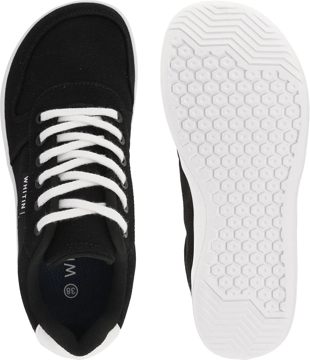 WHITIN Wide Toe Box Barefoot Sneakers for Women | Lightweight Canvas Minimalist Shoes