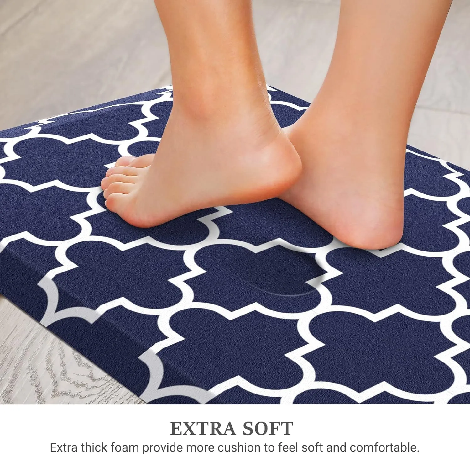 WISELIFE Kitchen Runner Rugs Anti-Fatigue mats,17.3"x 28",Non Slip Waterproof Ergonomic Comfort Mat for Kitchen, Floor Home, Office, Sink, Laundry,Blue