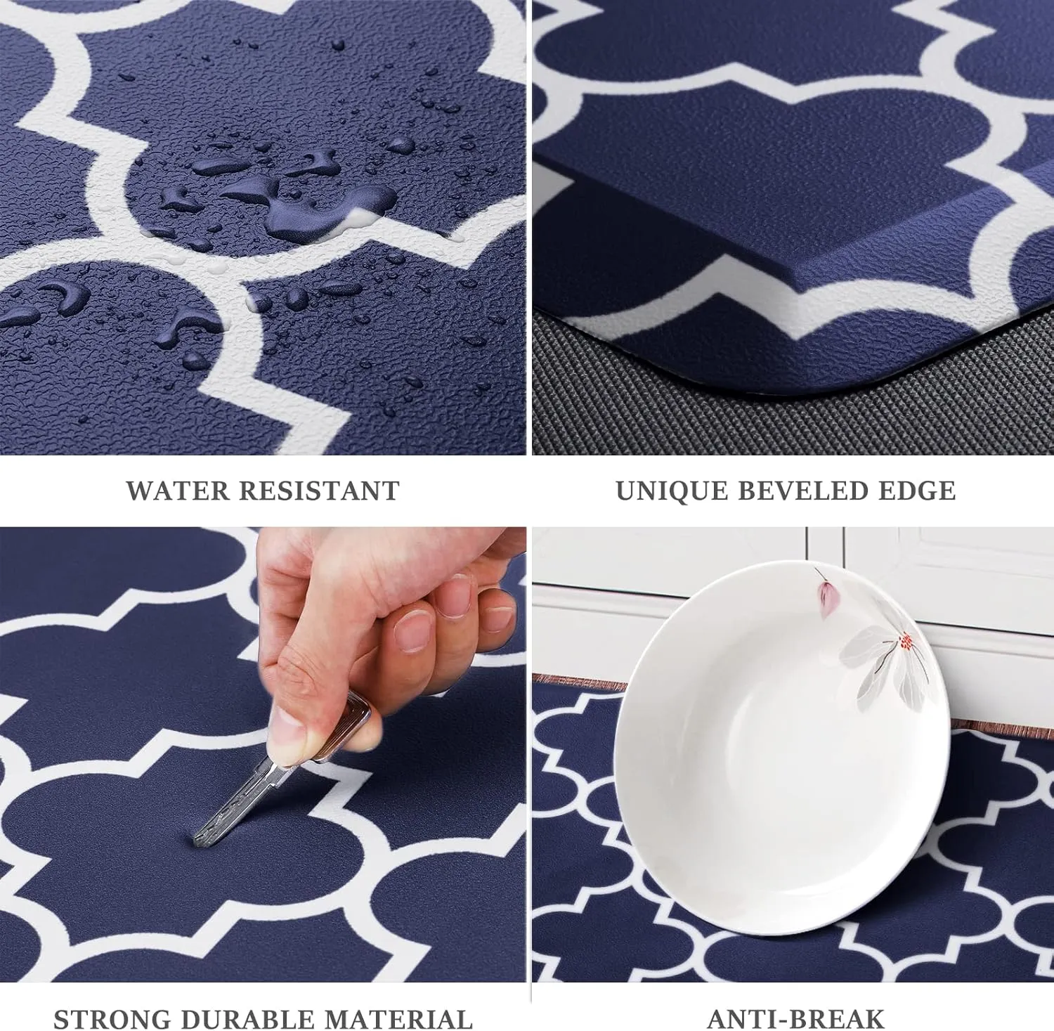 WISELIFE Kitchen Runner Rugs Anti-Fatigue mats,17.3"x 28",Non Slip Waterproof Ergonomic Comfort Mat for Kitchen, Floor Home, Office, Sink, Laundry,Blue
