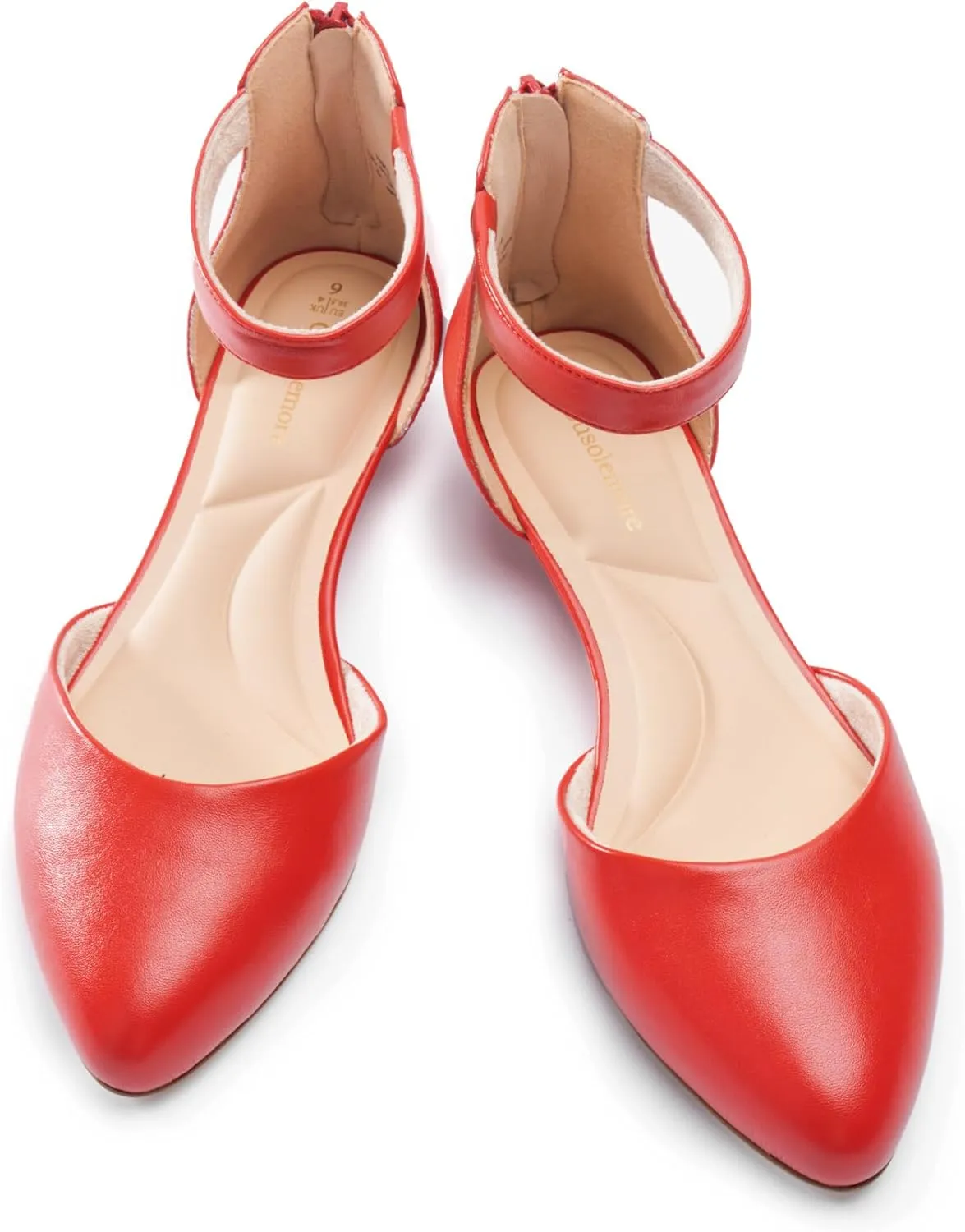 Women Flat Shoes with Ankle Strap, Low Wedge Heel Flats for Women, Comfortable Pointed Toe Dress Shoes for Work Business Wedding