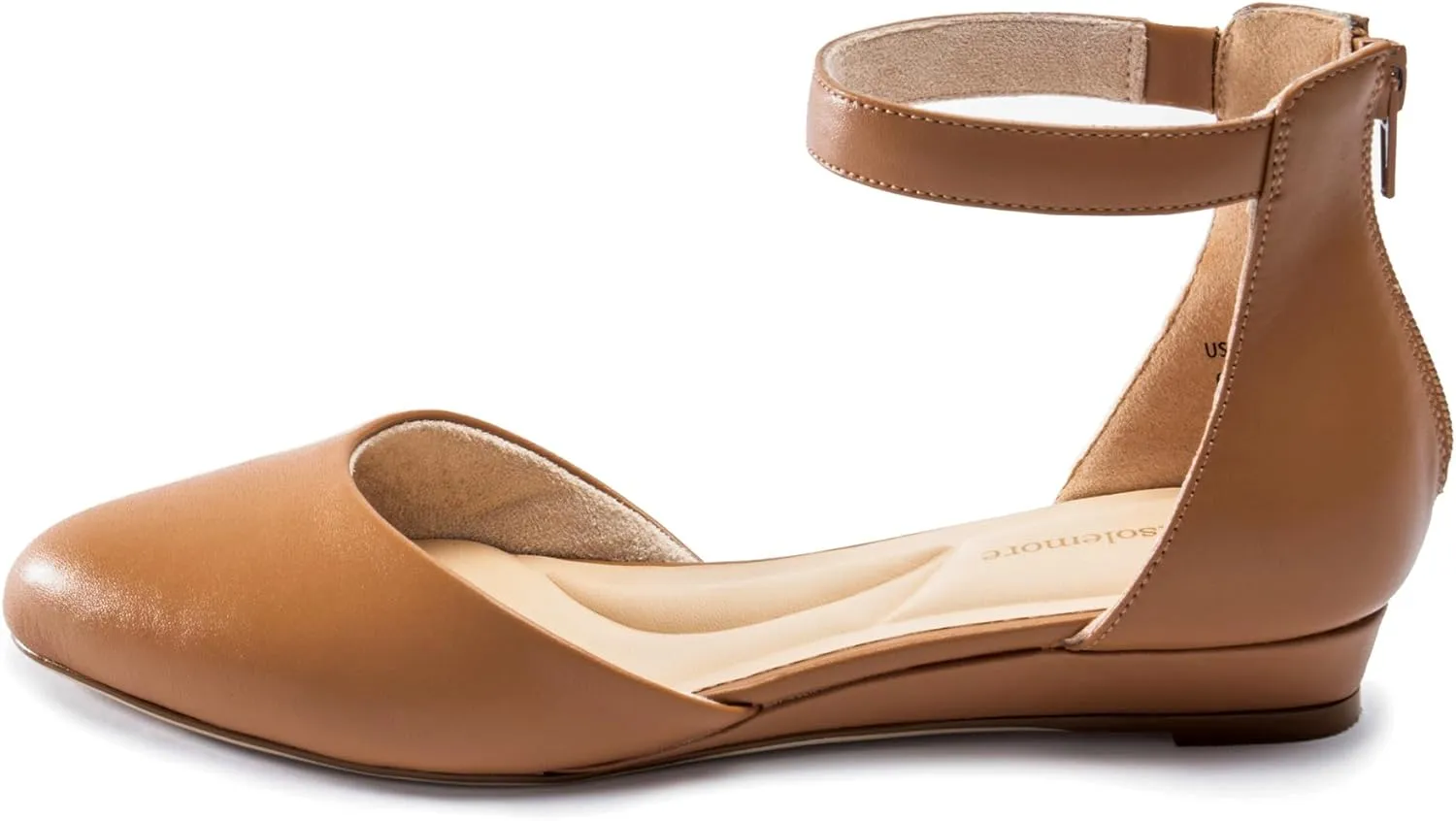 Women Flat Shoes with Ankle Strap, Low Wedge Heel Flats for Women, Comfortable Pointed Toe Dress Shoes for Work Business Wedding