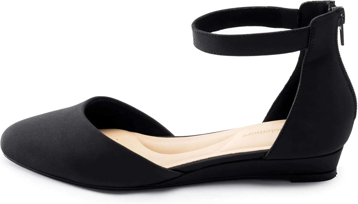 Women Flat Shoes with Ankle Strap, Low Wedge Heel Flats for Women, Comfortable Pointed Toe Dress Shoes for Work Business Wedding