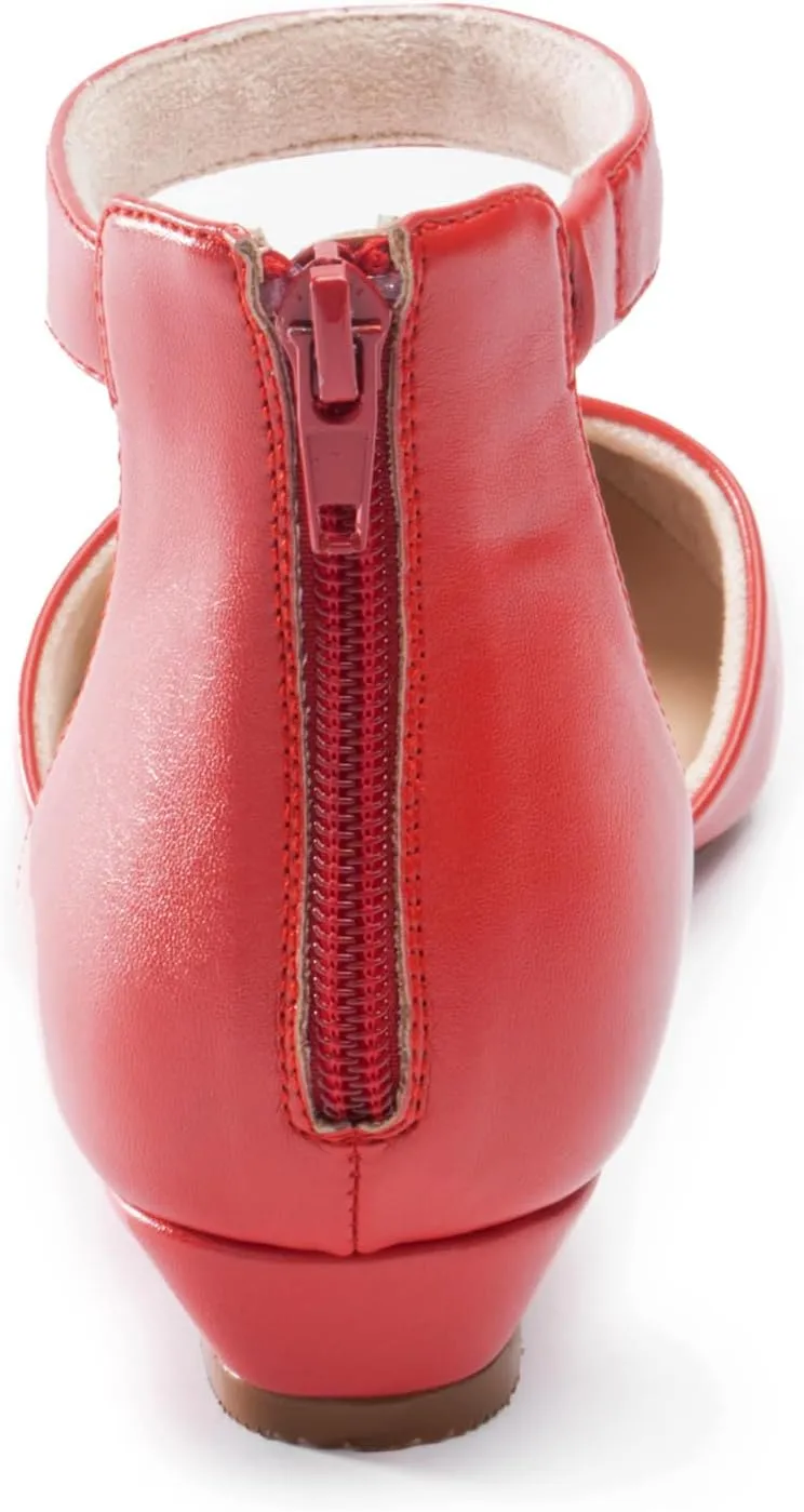 Women Flat Shoes with Ankle Strap, Low Wedge Heel Flats for Women, Comfortable Pointed Toe Dress Shoes for Work Business Wedding