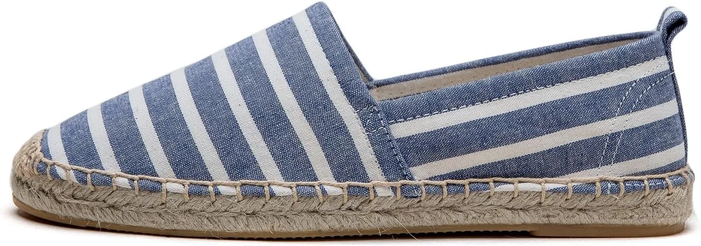 Women's Espadrilles Loafers Closed Toe Comfortable Canvas Flats Slip-on Spring Casual Espadrille Sole Flat Shoes