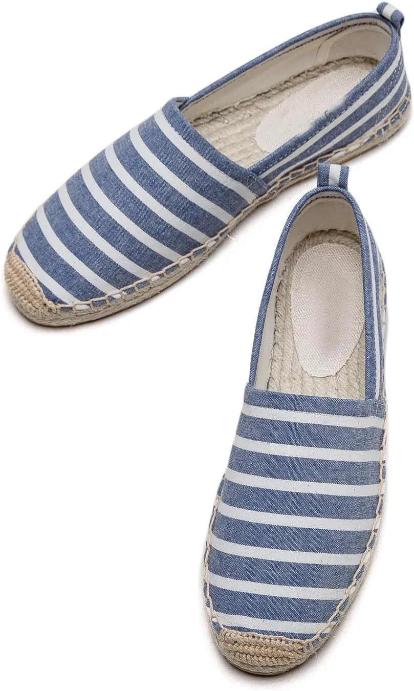 Women's Espadrilles Loafers Closed Toe Comfortable Canvas Flats Slip-on Spring Casual Espadrille Sole Flat Shoes