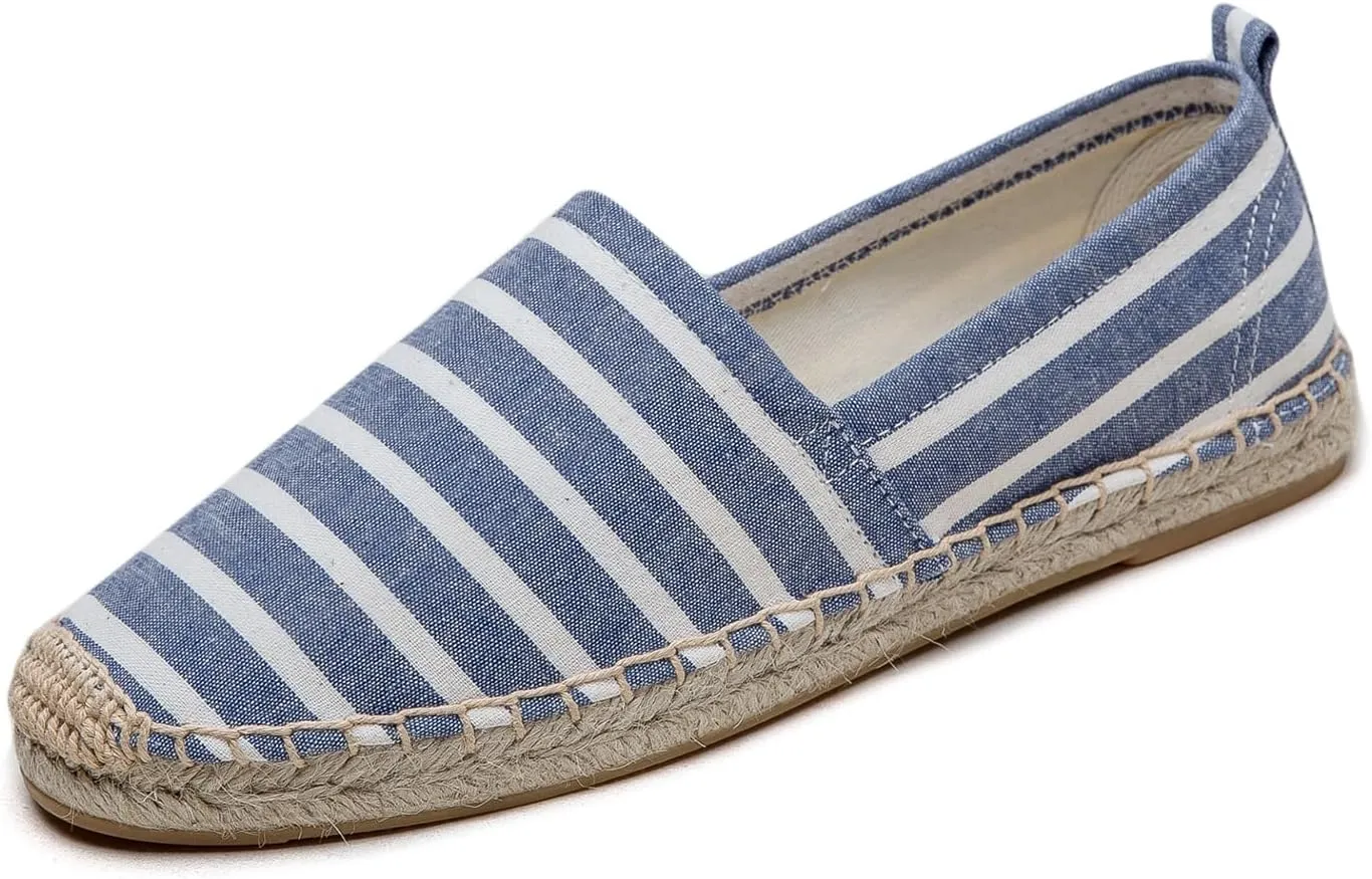 Women's Espadrilles Loafers Closed Toe Comfortable Canvas Flats Slip-on Spring Casual Espadrille Sole Flat Shoes