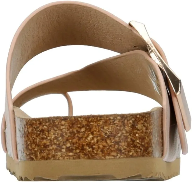 Women's Faux Leather Slip-On Single Band Toe Strap Cork Bed Sandal