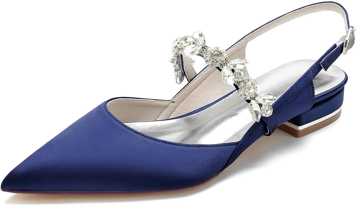 Women's Flat Heel Pointed Toe High Heel Rhinestones Back Strap Adjustable Strappy Dress Sandals Fashions Closed Toe 0.4 IN Chunky heel Glossy Party Shoes