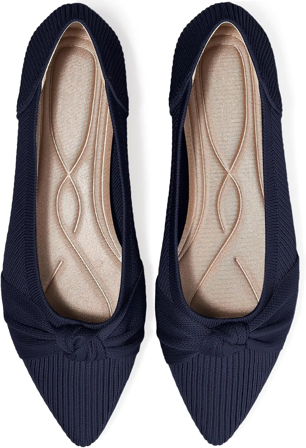 Women's Flats Shoes Comfortable Dressy Pointed Toe Knit Washable Ballet Flat
