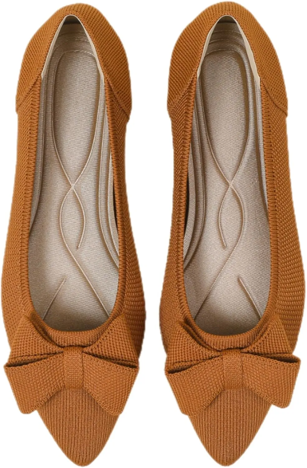 Women's Flats Shoes Comfortable Slip On Shoes Classic Dressy Pointed Toe Bow Knit Ballet Flat