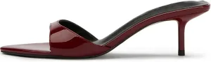 Women’s Kitten Heeled Mules Sandals Pointed Open Toe Pumps Shoes Slip on Wedding Prom Dress Leather Slippers