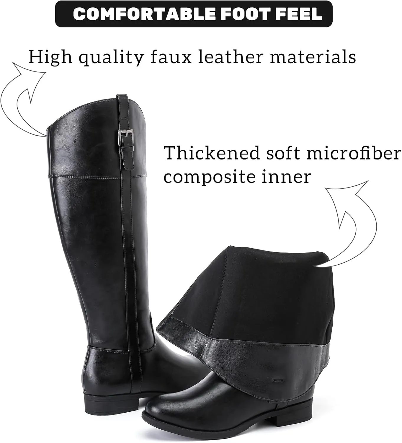 Women's Knee High Boots Wide Calf Comfortable Riding Combat Flat Boots and Fashionable for Fall and Winter Wear for Women.