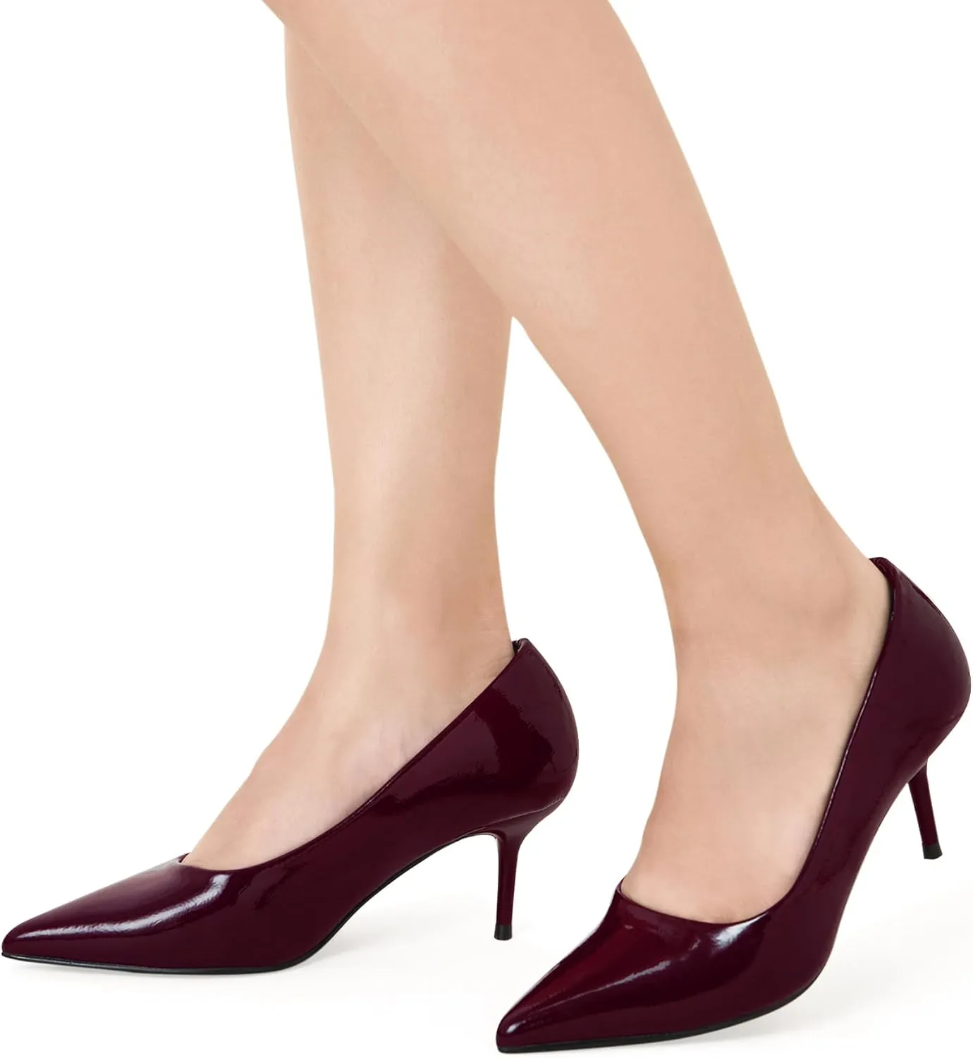 Women's Low Kitten Heels 2.6 Inch Closed Pointed Toe Heels Shoes Slip On Classic Office Dress Pumps