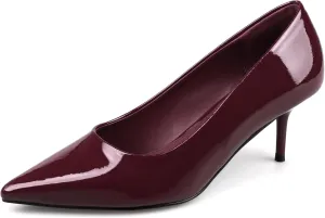 Women's Low Kitten Heels 2.6 Inch Closed Pointed Toe Heels Shoes Slip On Classic Office Dress Pumps