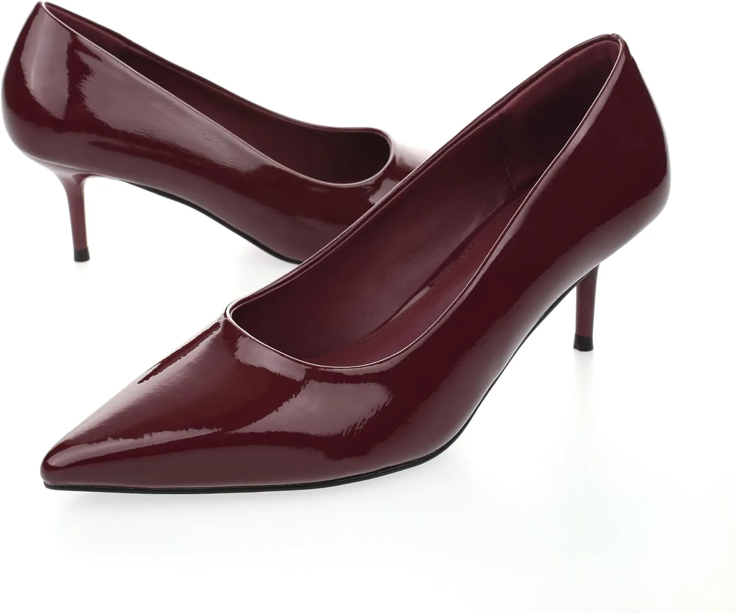 Women's Low Kitten Heels 2.6 Inch Closed Pointed Toe Heels Shoes Slip On Classic Office Dress Pumps