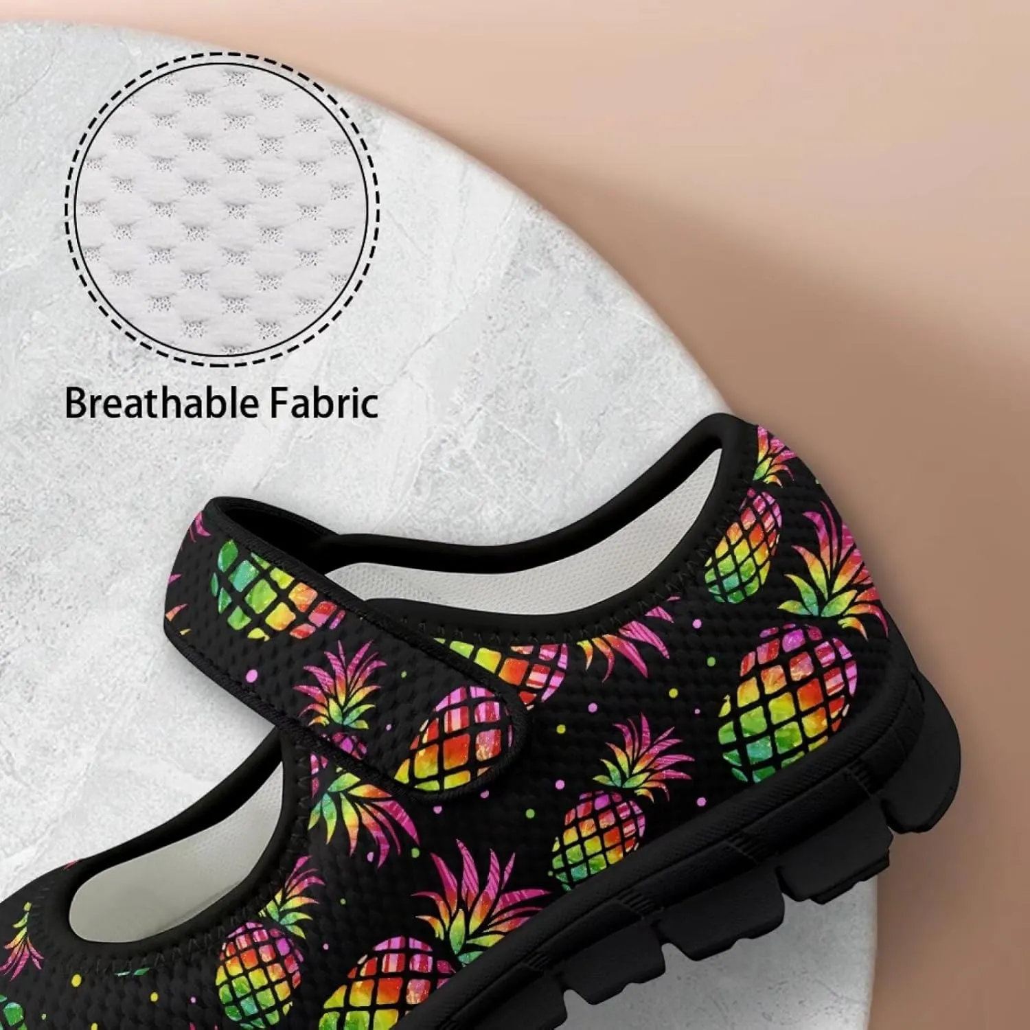 Womens Mary Jane Sneakers Breathable Mesh Casual Shoes Lightweight Non Slip Comfort Flats for Walking Tennis