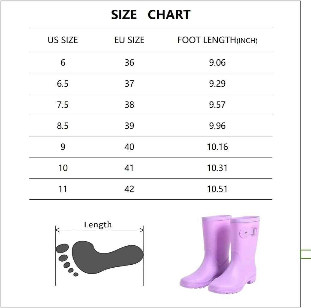Women's Mid Calf Rain Boots Waterproof Fashion Garden Shoes Anti-slipping Rainboots For Women Comfortable Insole Light Rain Shoes