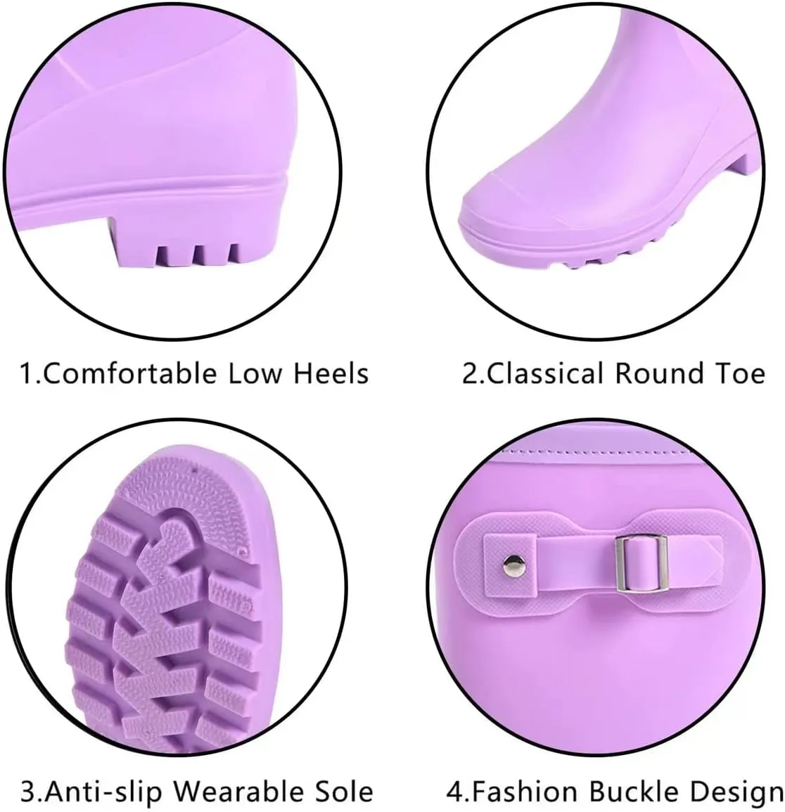 Women's Mid Calf Rain Boots Waterproof Fashion Garden Shoes Anti-slipping Rainboots For Women Comfortable Insole Light Rain Shoes