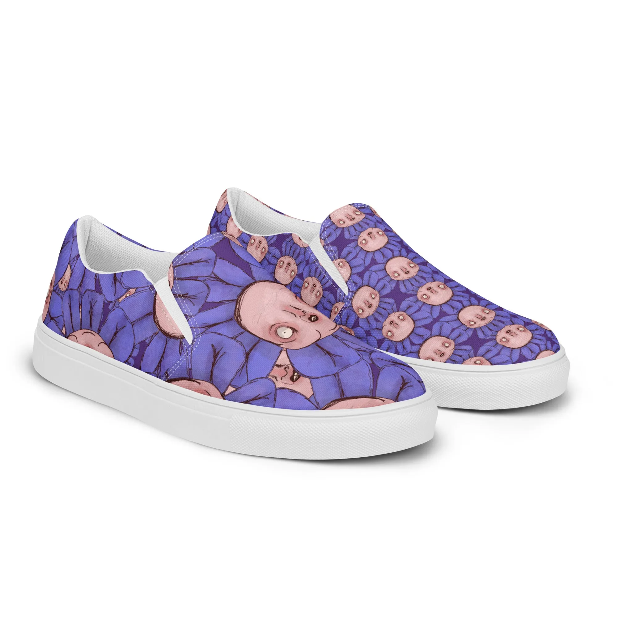 Women’s Slip-On Canvas Shoes- S1. The Purple Daisy