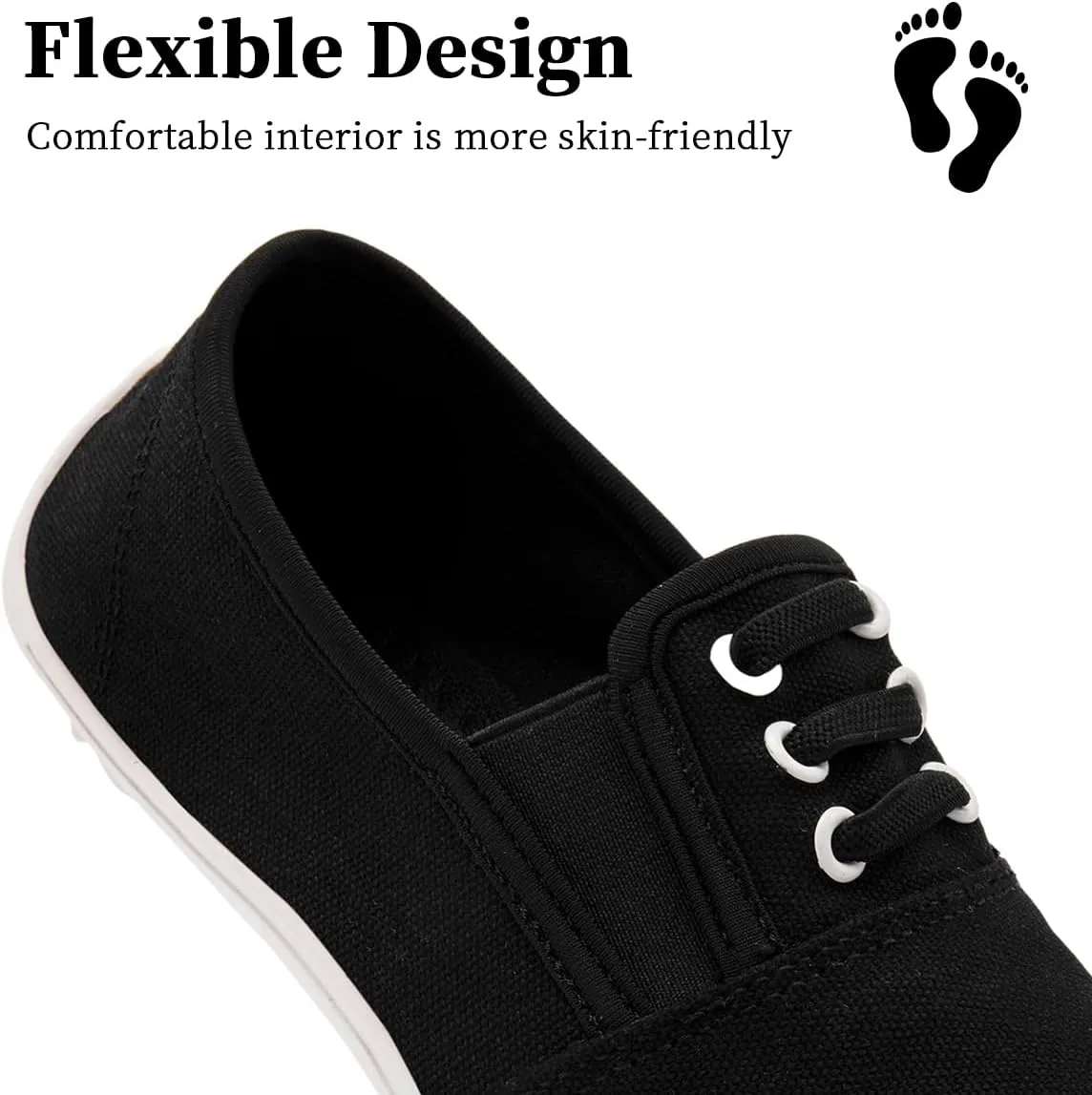 Women's Slip On Canvas Sneakers Low Top Casual Walking Shoes Classic Comfort Flat Barefoot Minimalist Shoes Zero Drop Wide Width Fashion Sneaker